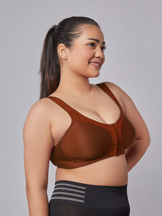 Front Open Full Coverage Bra brown right view