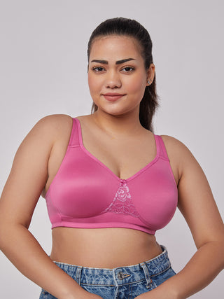 Lace Detailing T-Shirt Bra Blush front view