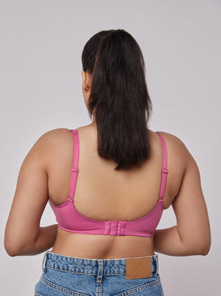 Lace Detailing T-Shirt Bra Blush back view