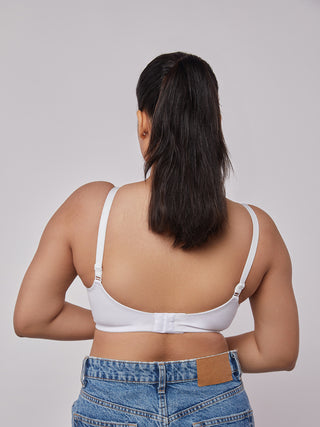 Lace Detailing T-Shirt Bra White back view
