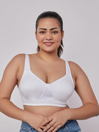 Lace Detailing T-Shirt Bra White front view