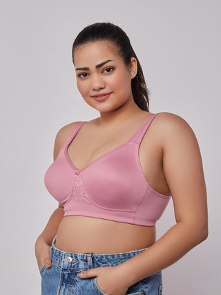 Lace Detailing T-Shirt Bra Onion Color left view