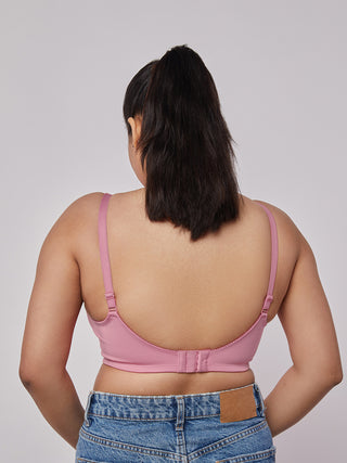 Lace Detailing T-Shirt Bra Onion Color back view