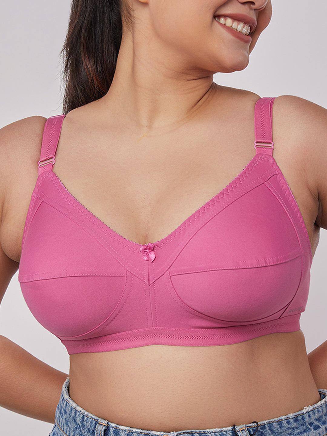 maashie M4408 Cotton Non-Padded Non-Wired Everyday Bra, Hot Pink