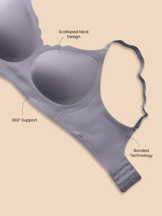 Seamless Comfort Invisible Fit Padded Bonded Bra with Scalloped Neckline Design | M 9903